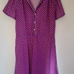 Vintage 80's Purple Floral Button-Up Dress